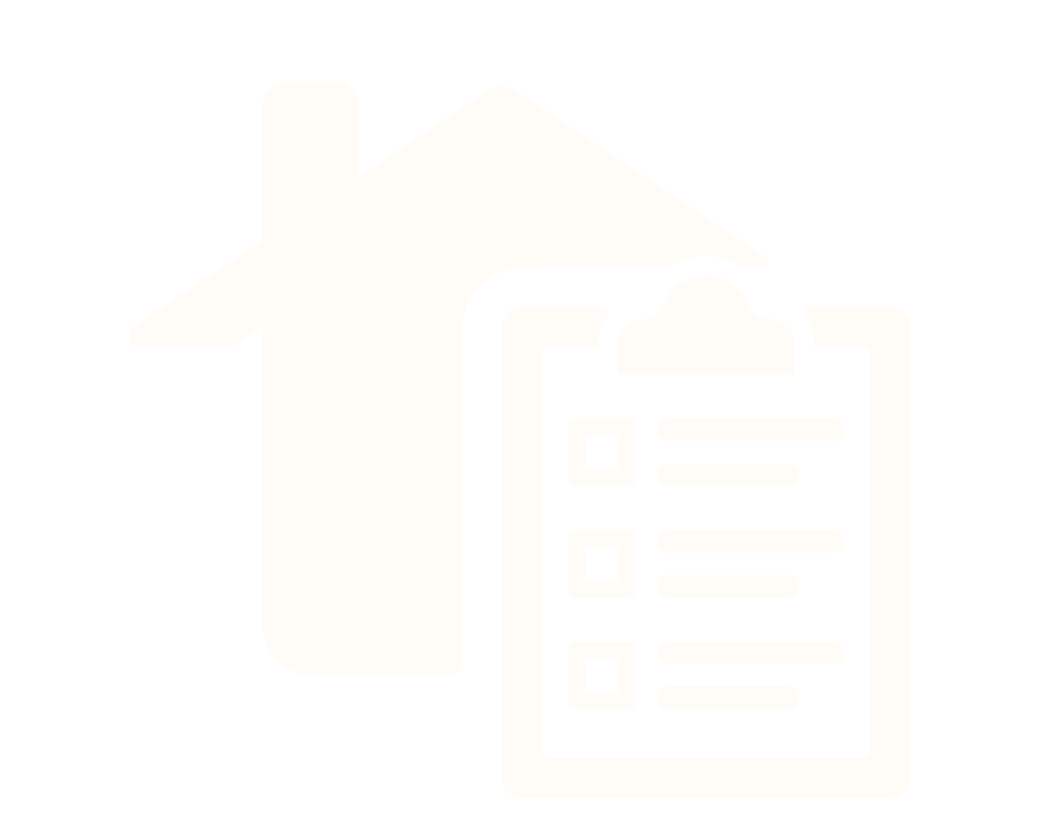 house with management clipboard icon